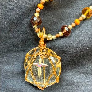 Handmade beaded/leather necklace